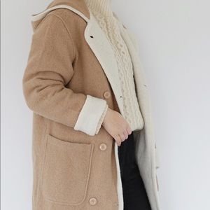 Tan Wool Hooded Coat